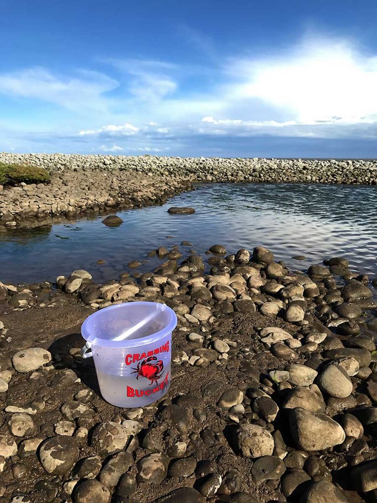 Crabbing bucket and clouds