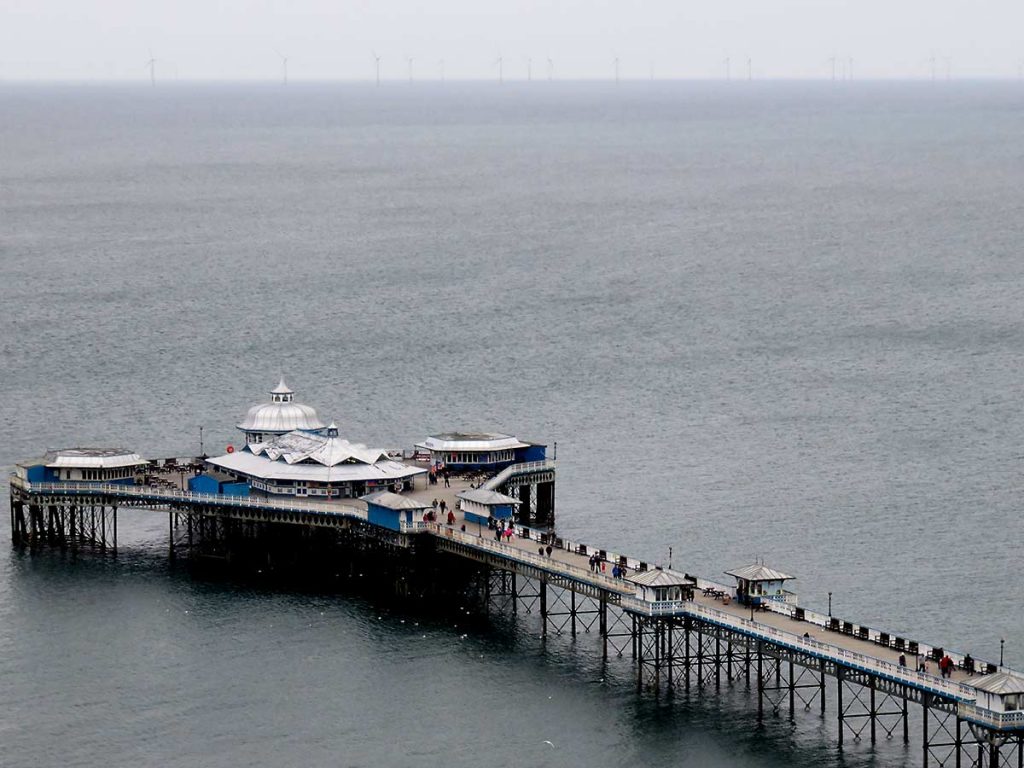 View of the end of Llandudno Pier from the Orme cable car