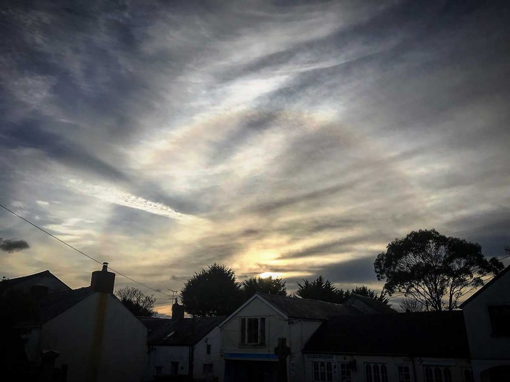 A 22 degree halo over Llantwit Major, November 2017