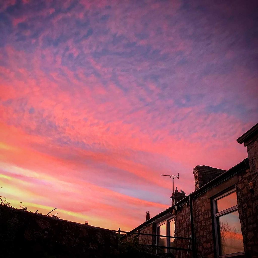 Wintry sunrise over Llantwit Major, December 2017