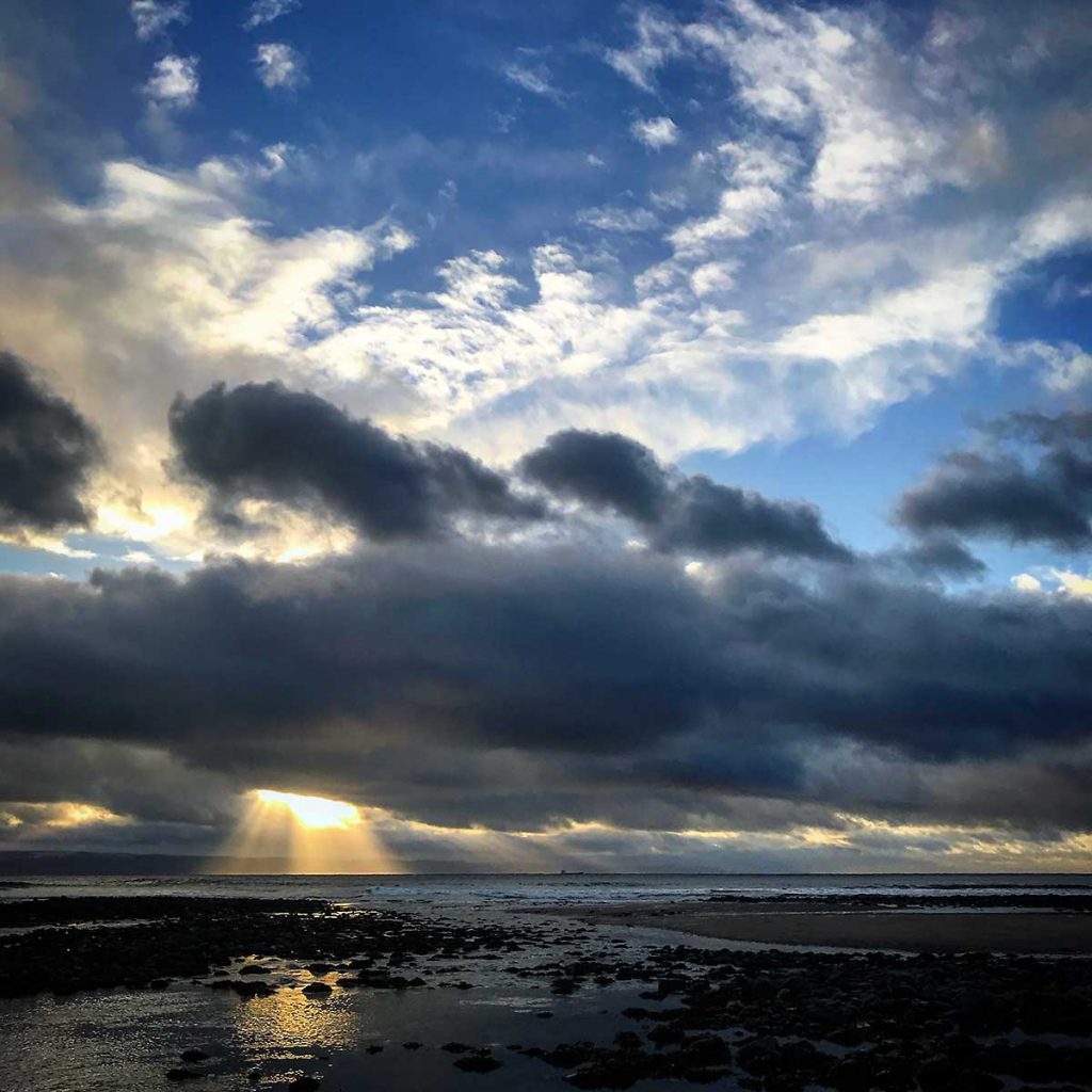 Instagrammed view of sunbeams on The Severn