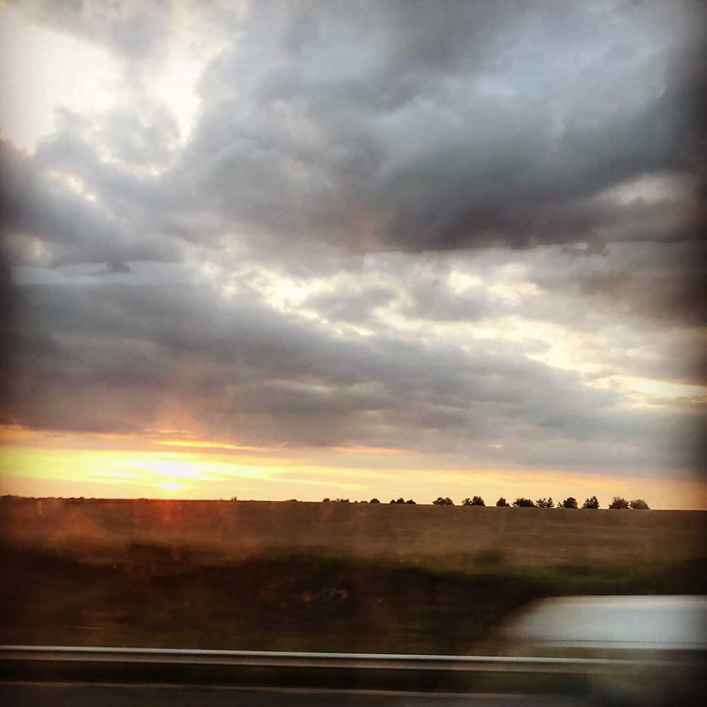 Sunset travelling in France, August 2017