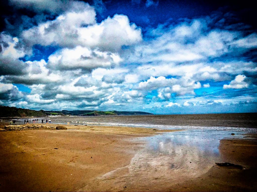 Sky reflections on Saundersfoot Beach - Aug 2020