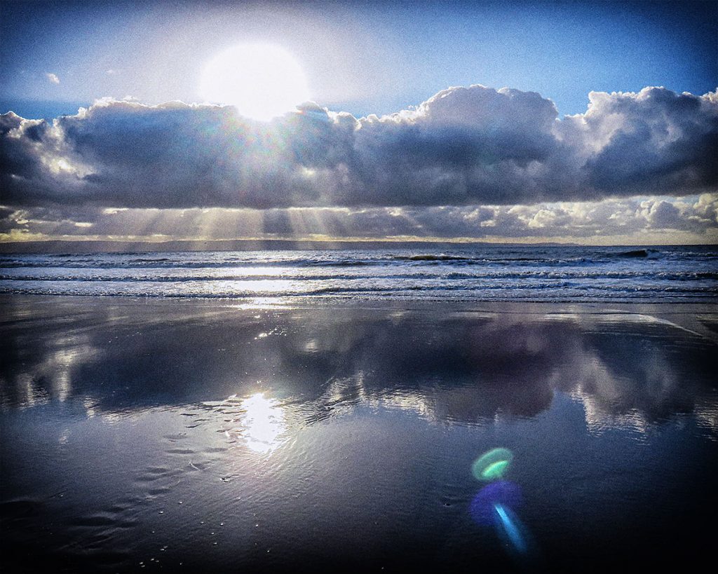 Sun rays and clouds over Exmoor.
